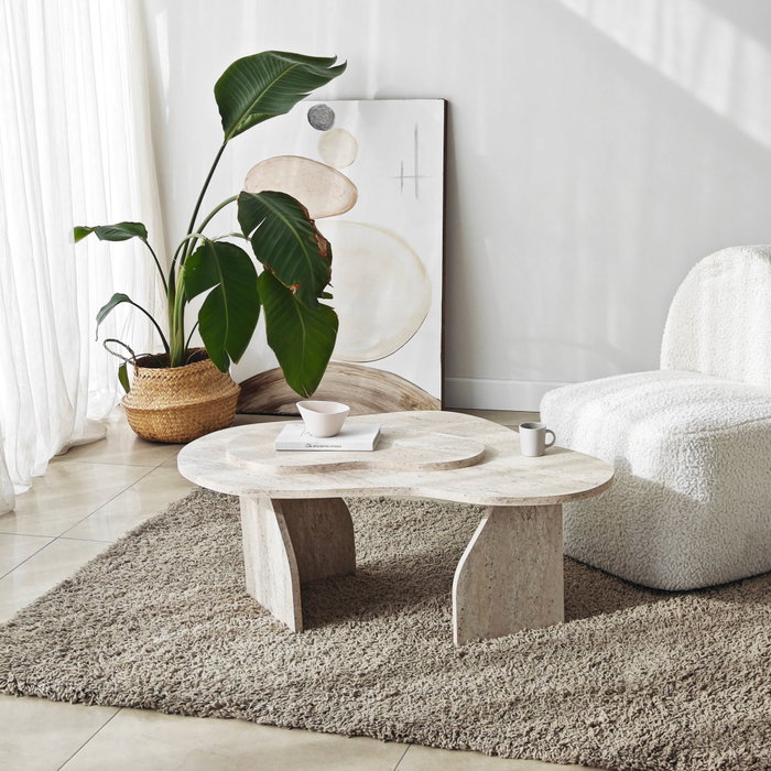 Hanah Home Mesa de centro Melted - Travertino
